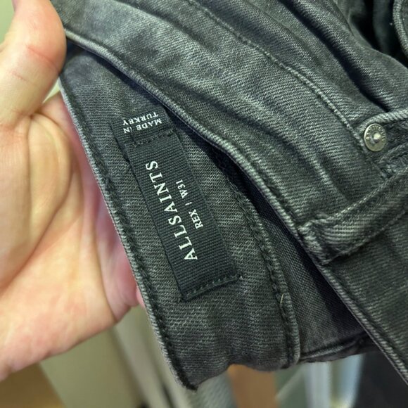 All Saints Black Jeans Size W31 ($210 Retail) - Picture 2 of 5